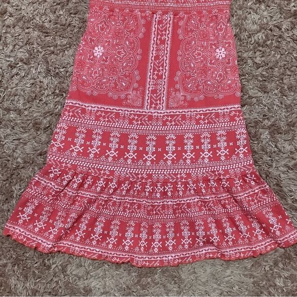 Almost Famous Boho Hippie Coral Short Sleeve Mid Length Babydoll Dress Size S - Picture 9 of 9